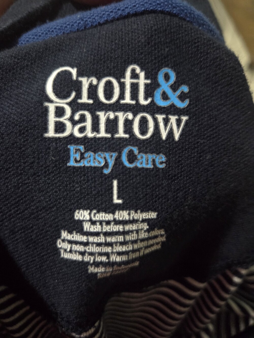 croft & barrow Navy and White Striped Polo - Picture 2 of 5